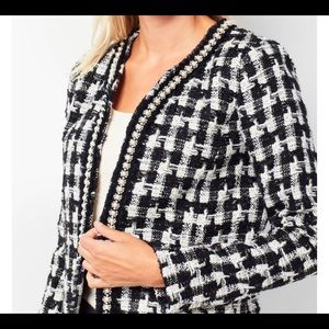 Talbots pearl trim tweed jacket
